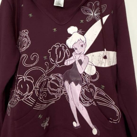 Disneyland Resort Tinker Bell Hooded Sweatshirt Metal Skulls Embroidered XL - Picture 3 of 14